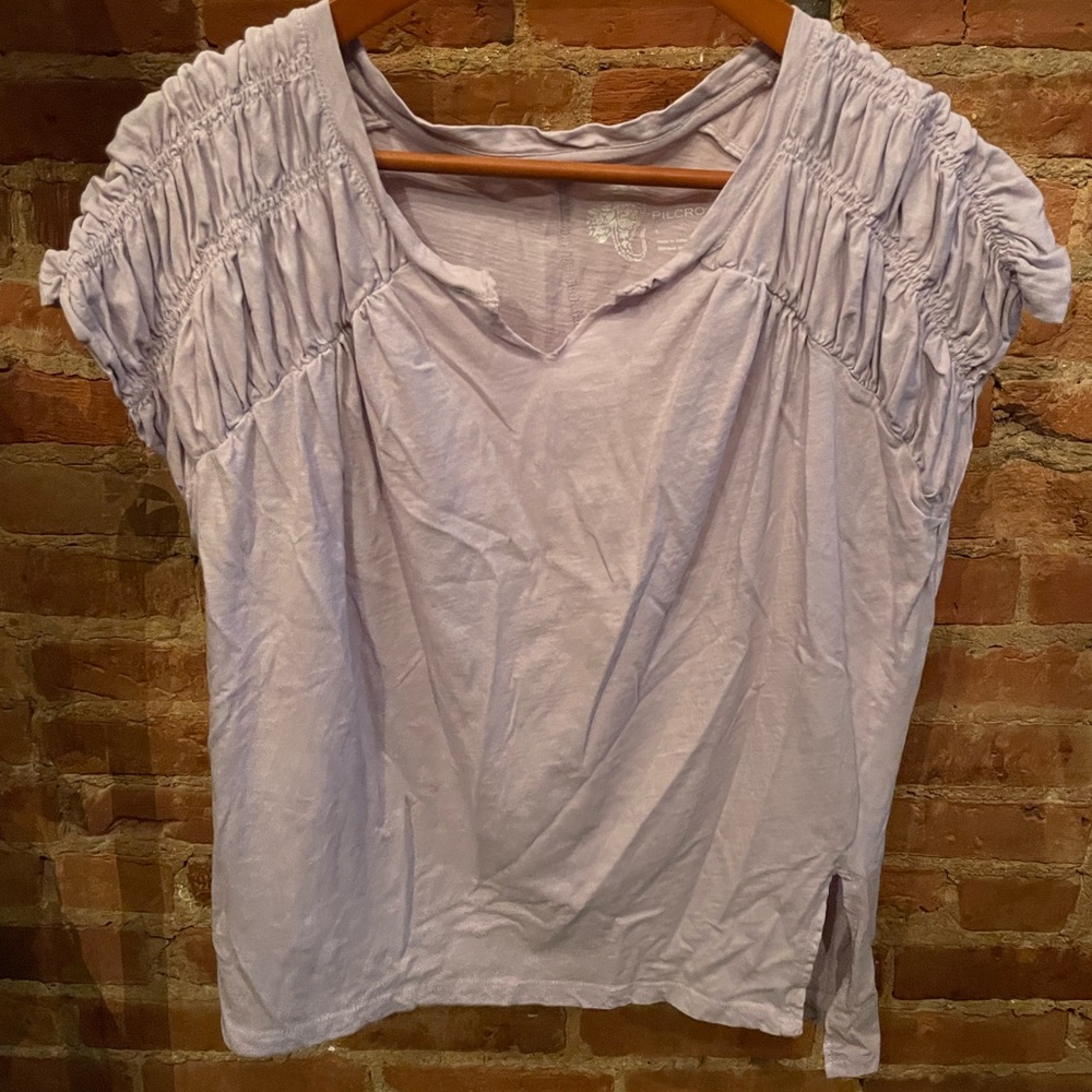 Pilcro Lavender Ruched Sleeve Women's Top
